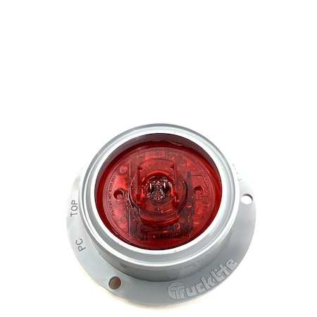 Truck-Lite Low Profile, Led, Red Round, 8 Diode, Marker Clearance Light, Pc, Gray Polycarbonate Flange 10389R